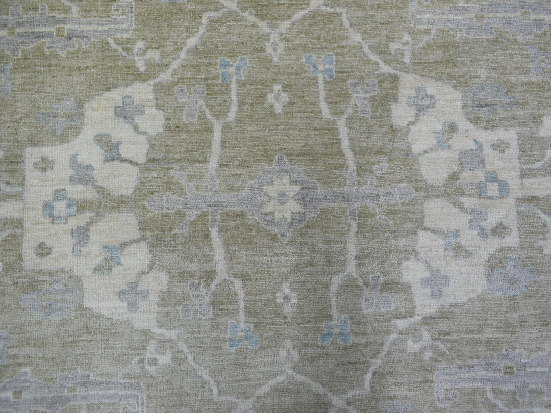 12'1" x 15'5" New Hand Knotted Green Wool Rectangle Oriental Rug - MOA10270999