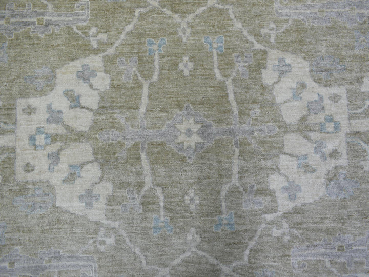 12'1" x 15'5" New Hand Knotted Green Wool Rectangle Oriental Rug - MOA10270999