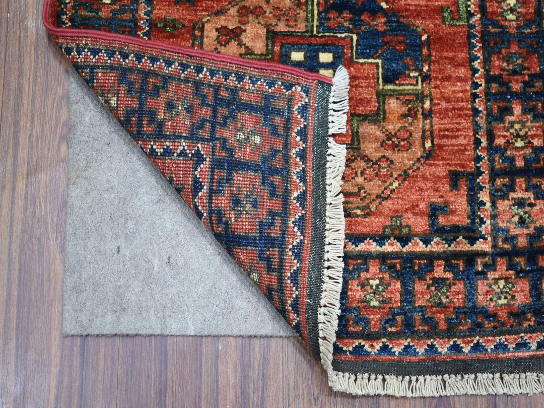 2'1" x 2'10" New Hand Knotted Red Wool Rectangle Oriental Rug - MOA10271022