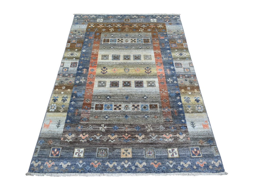 4'0" x 6'0" New Hand Knotted Grey Wool Rectangle Oriental Rug - MOA10271030