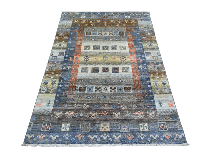 4'0" x 6'0" New Hand Knotted Grey Wool Rectangle Oriental Rug - MOA10271030