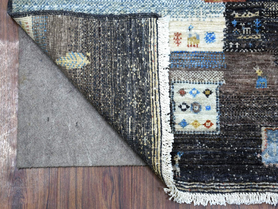 3'1" x 5'0" New Hand Knotted Black Wool Rectangle Oriental Rug - MOA10271031