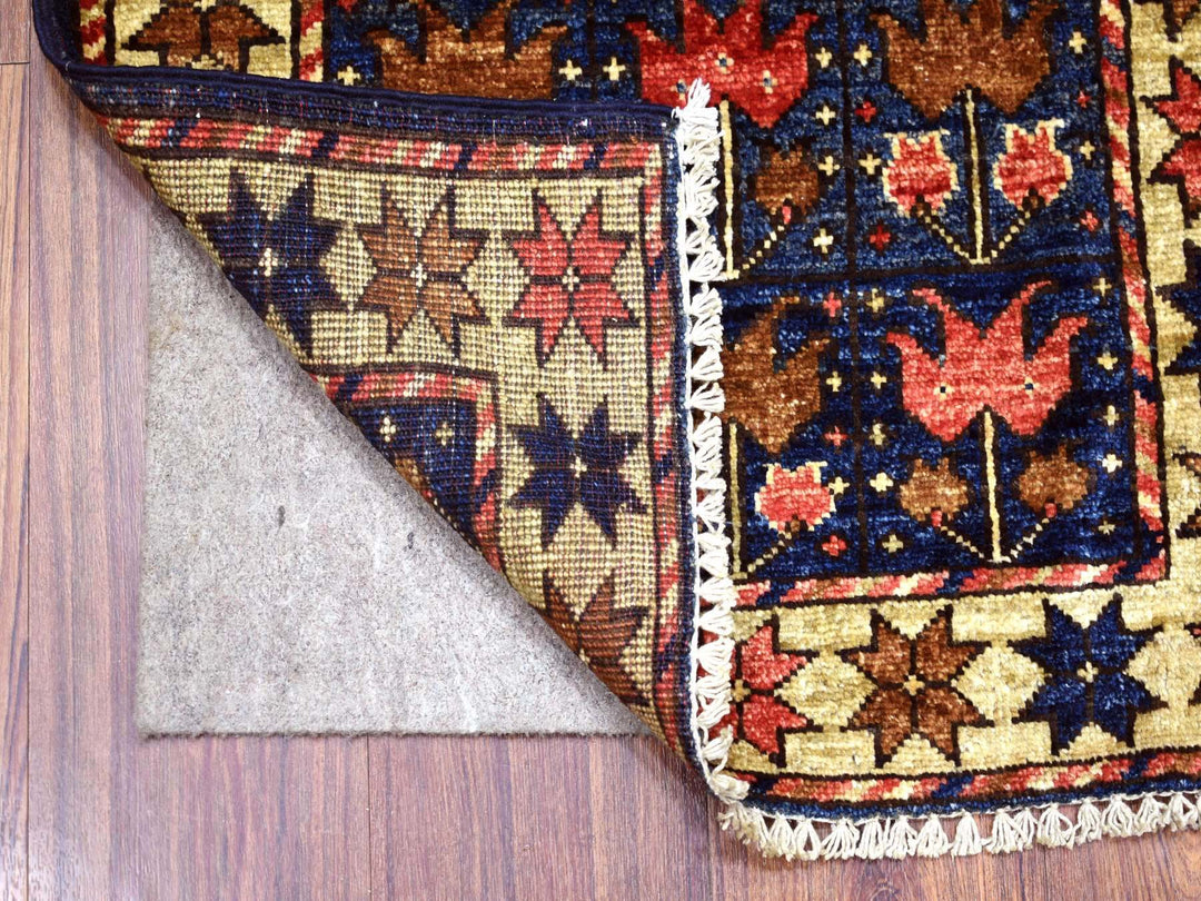2'0" x 3'0" New Hand Knotted Blue Wool Rectangle Oriental Rug - MOA10271052
