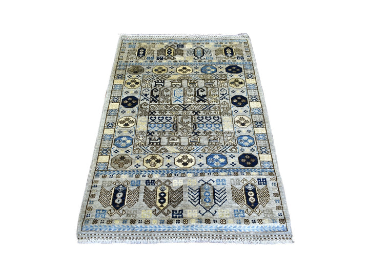 3'3" x 4'10" New Hand Knotted Grey Wool Rectangle Oriental Rug - MOA10271071