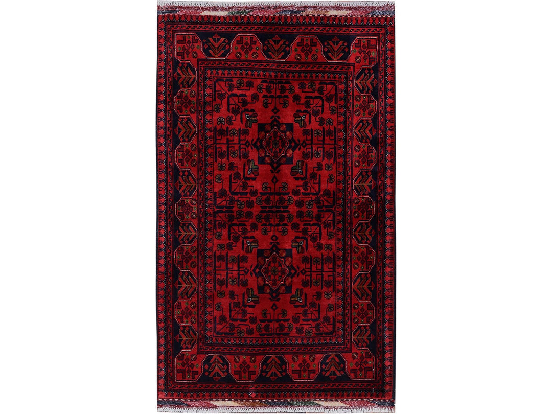 2'7" x 4'2" New Hand Knotted Red Wool Rectangle Oriental Rug - MOA102710