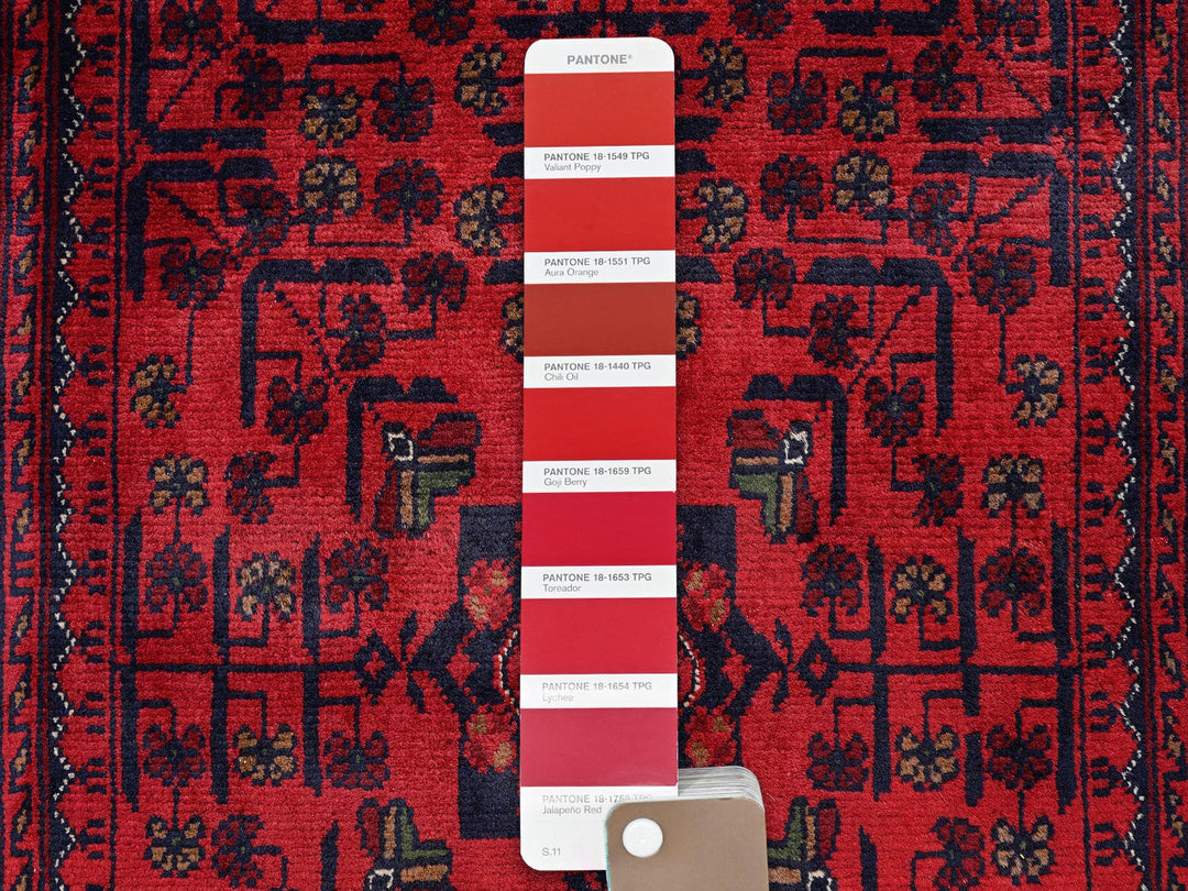 2'7" x 4'2" New Hand Knotted Red Wool Rectangle Oriental Rug - MOA102710