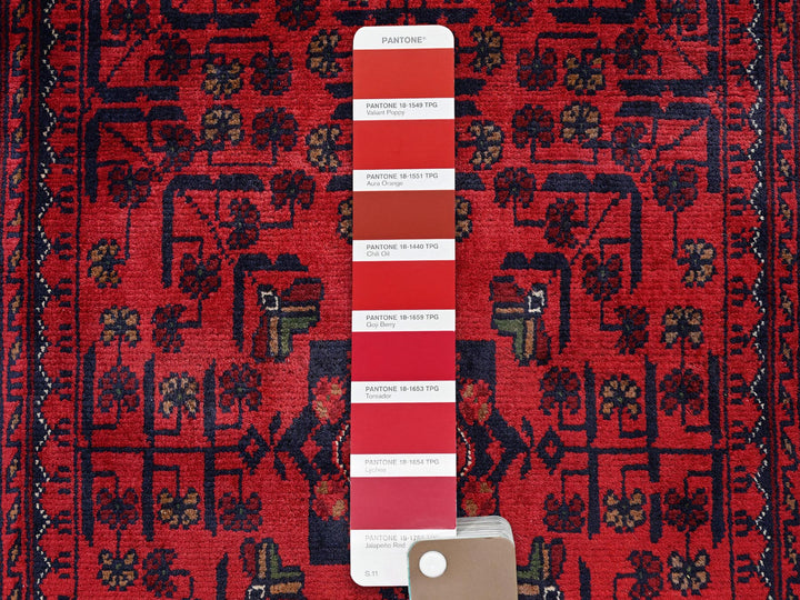 2'7" x 4'2" New Hand Knotted Red Wool Rectangle Oriental Rug - MOA102710