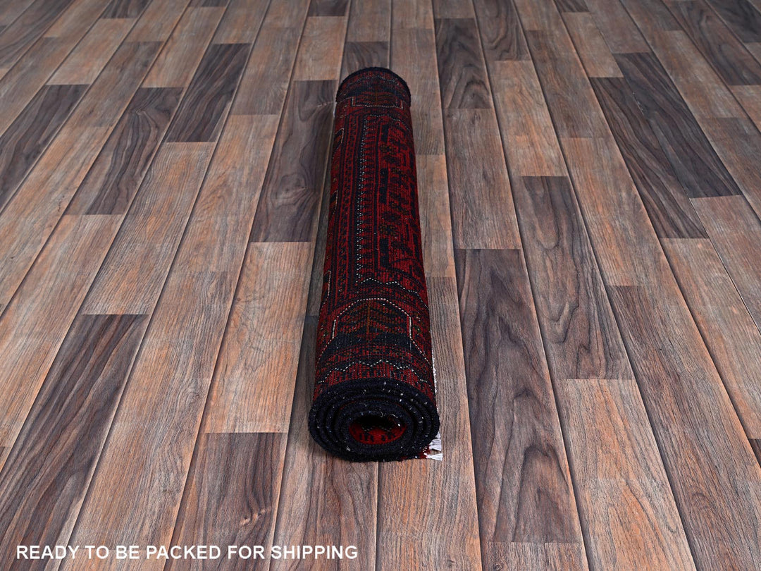 2'7" x 4'2" New Hand Knotted Red Wool Rectangle Oriental Rug - MOA102710