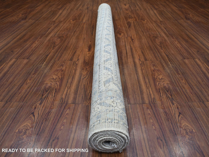 6'2" x 8'7" New Hand Knotted Grey Wool Rectangle Oriental Rug - MOA10271125