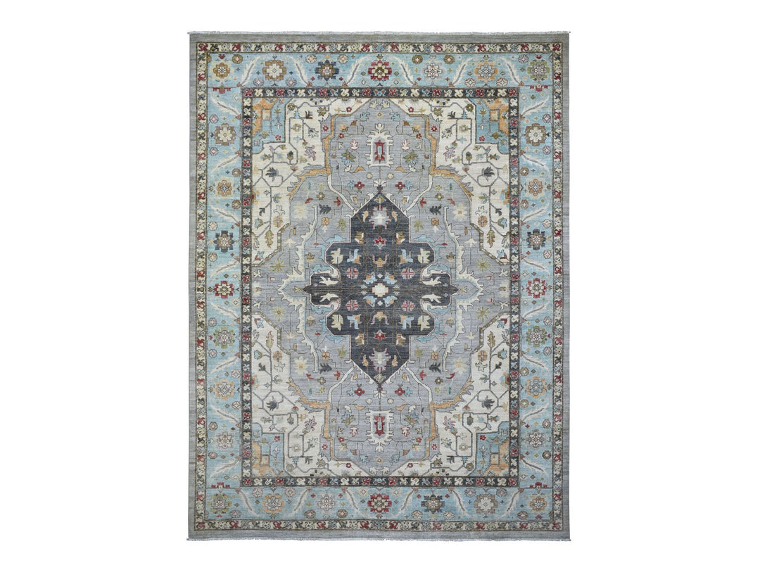 9'2" x 12'0" New Hand Knotted Grey Wool Rectangle Oriental Rug - MOA10271132