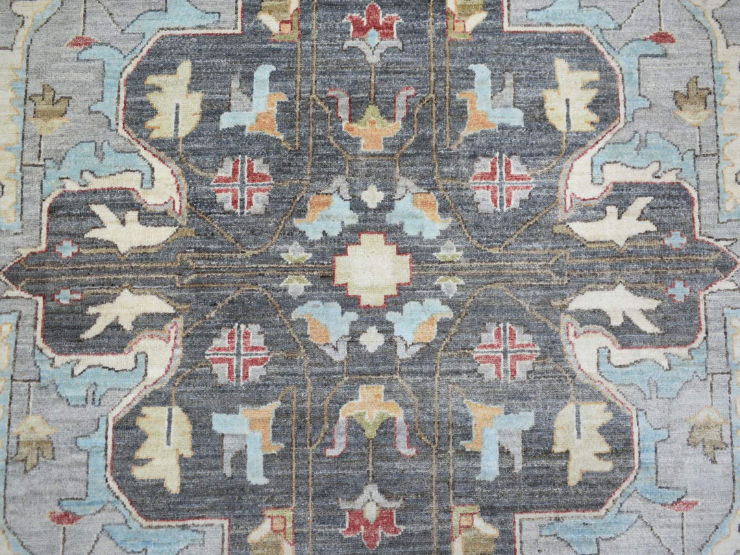 9'2" x 12'0" New Hand Knotted Grey Wool Rectangle Oriental Rug - MOA10271132