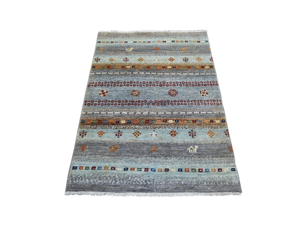 3'3" x 4'9" New Hand Knotted Grey Wool Rectangle Oriental Rug - MOA10271138