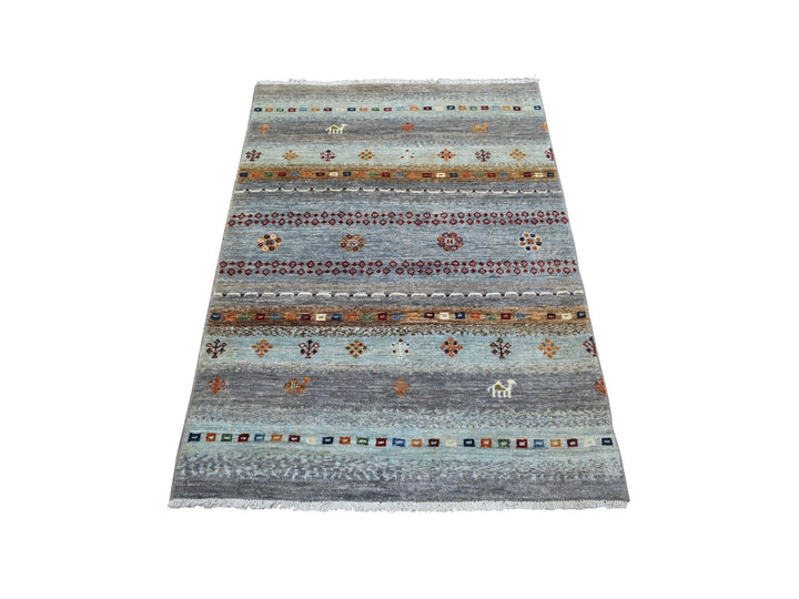 3'3" x 4'9" New Hand Knotted Grey Wool Rectangle Oriental Rug - MOA10271138