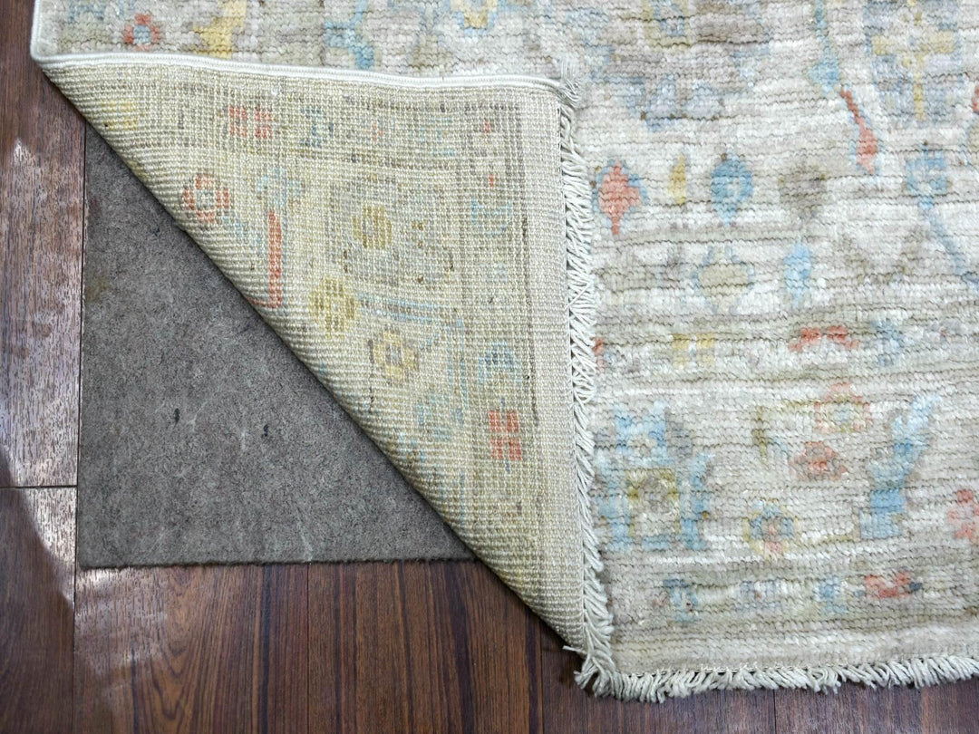 3'9" x 11'2" New Hand Knotted Grey Wool Runner Oriental Rug - MOA10271161