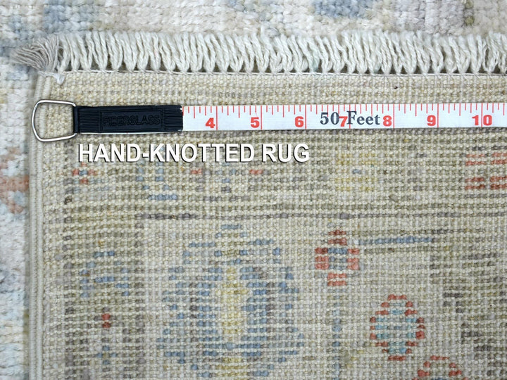 3'9" x 11'2" New Hand Knotted Grey Wool Runner Oriental Rug - MOA10271161