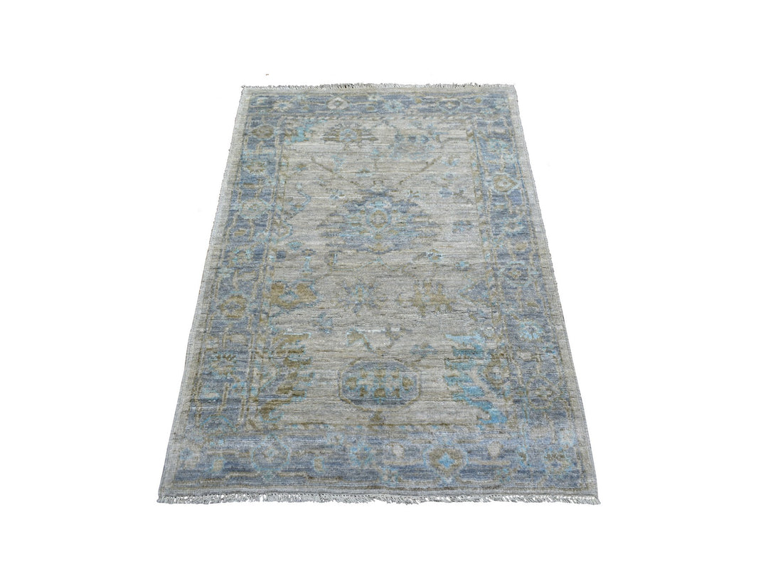 3'3" x 4'10" New Hand Knotted Grey Wool Rectangle Oriental Rug - MOA10271162