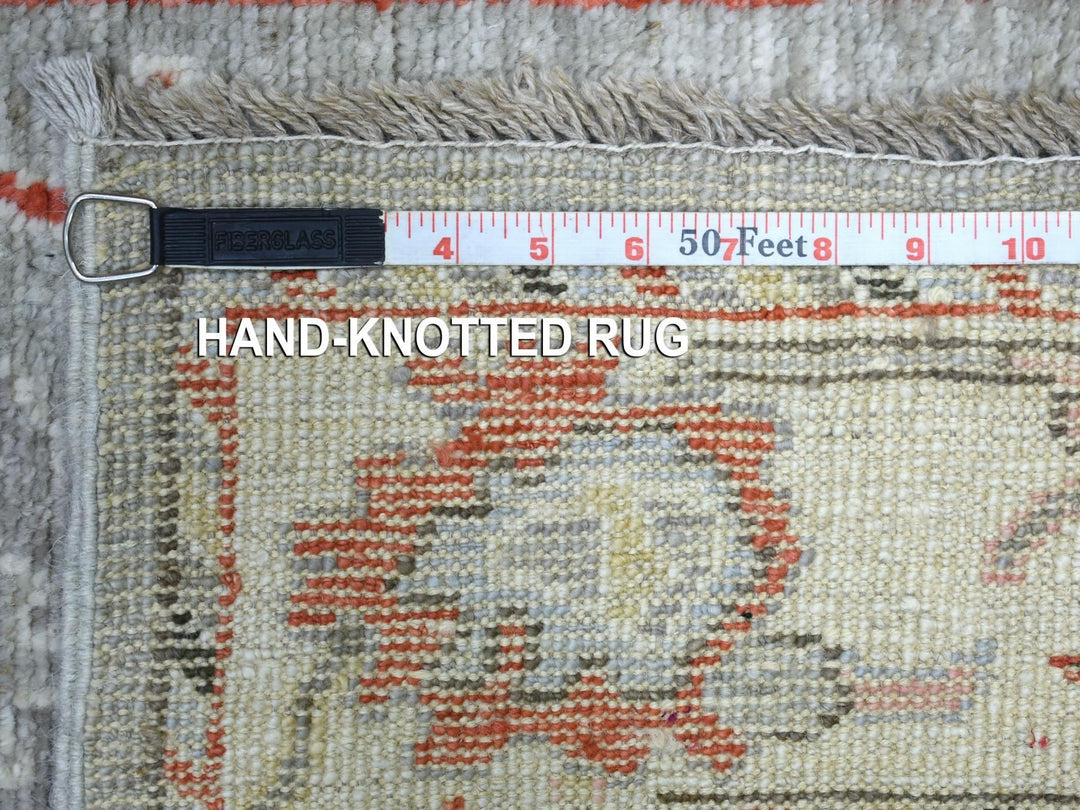 2'6" x 9'7" New Hand Knotted Grey Wool Runner Oriental Rug - MOA10271166