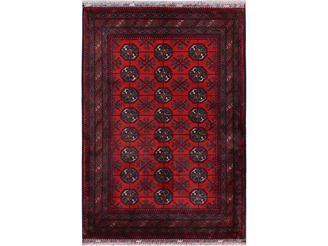 2'9" x 4'4" New Hand Knotted Red Wool Rectangle Oriental Rug - MOA102711