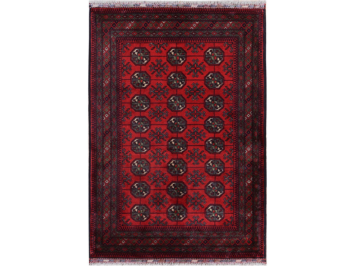 2'9" x 4'4" New Hand Knotted Red Wool Rectangle Oriental Rug - MOA102711