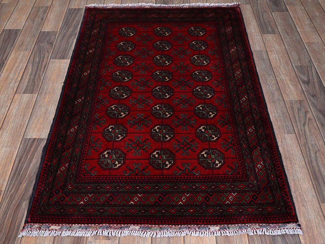 2'9" x 4'4" New Hand Knotted Red Wool Rectangle Oriental Rug - MOA102711