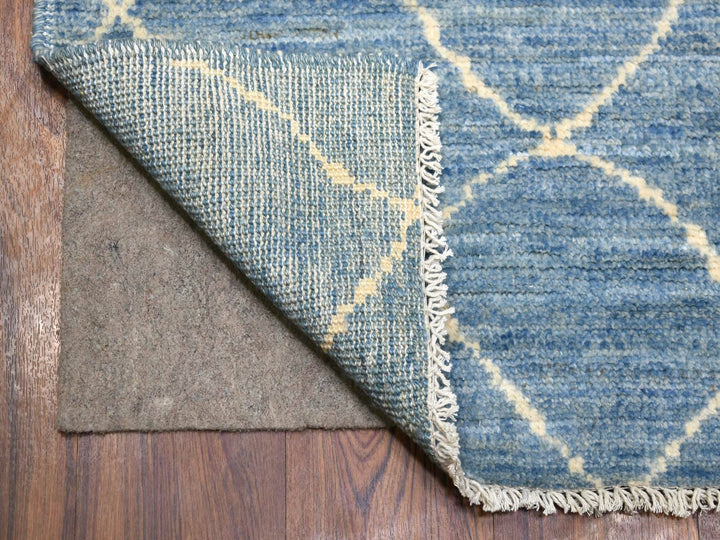 2'6" x 11'2" New Hand Knotted Blue Wool Runner Oriental Rug - MOA10271222