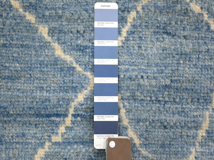 2'6" x 11'2" New Hand Knotted Blue Wool Runner Oriental Rug - MOA10271222