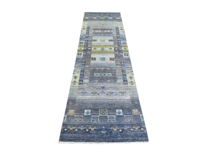 2'7" x 9'8" New Hand Knotted Grey Wool Runner Oriental Rug - MOA10271251