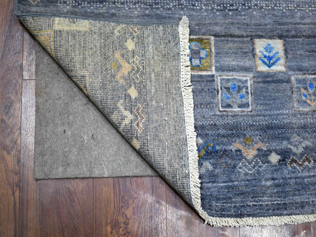 2'7" x 9'8" New Hand Knotted Grey Wool Runner Oriental Rug - MOA10271251