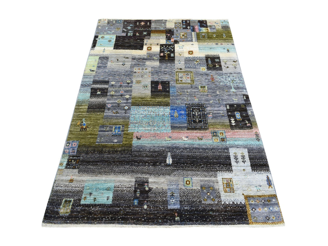 4'0" x 5'10" New Hand Knotted Grey Wool Rectangle Oriental Rug - MOA10271253
