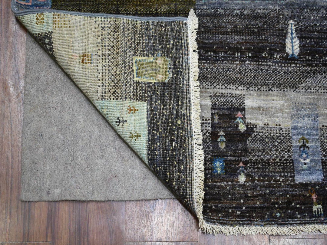 4'0" x 5'10" New Hand Knotted Grey Wool Rectangle Oriental Rug - MOA10271253