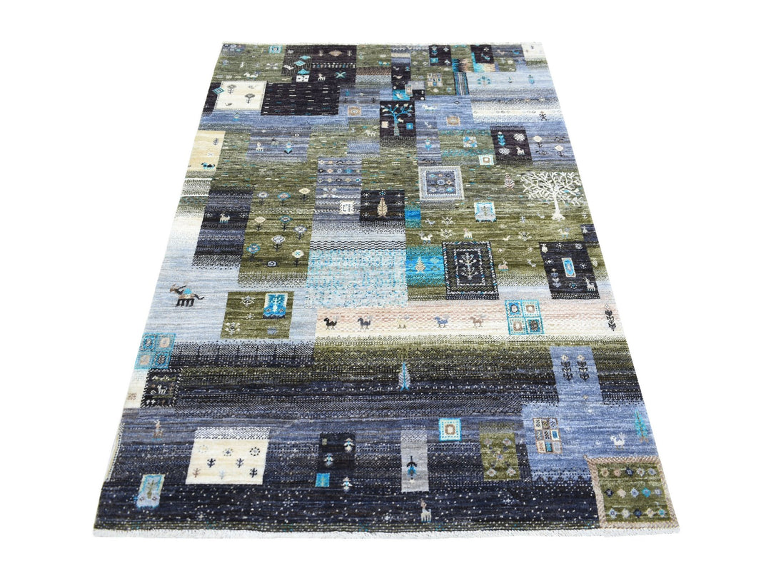 4'0" x 5'10" New Hand Knotted Grey Wool Rectangle Oriental Rug - MOA10271254