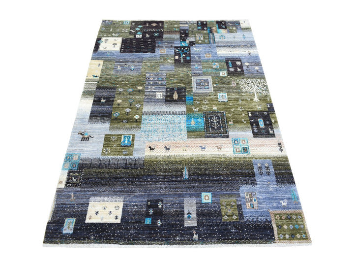 4'0" x 5'10" New Hand Knotted Grey Wool Rectangle Oriental Rug - MOA10271254
