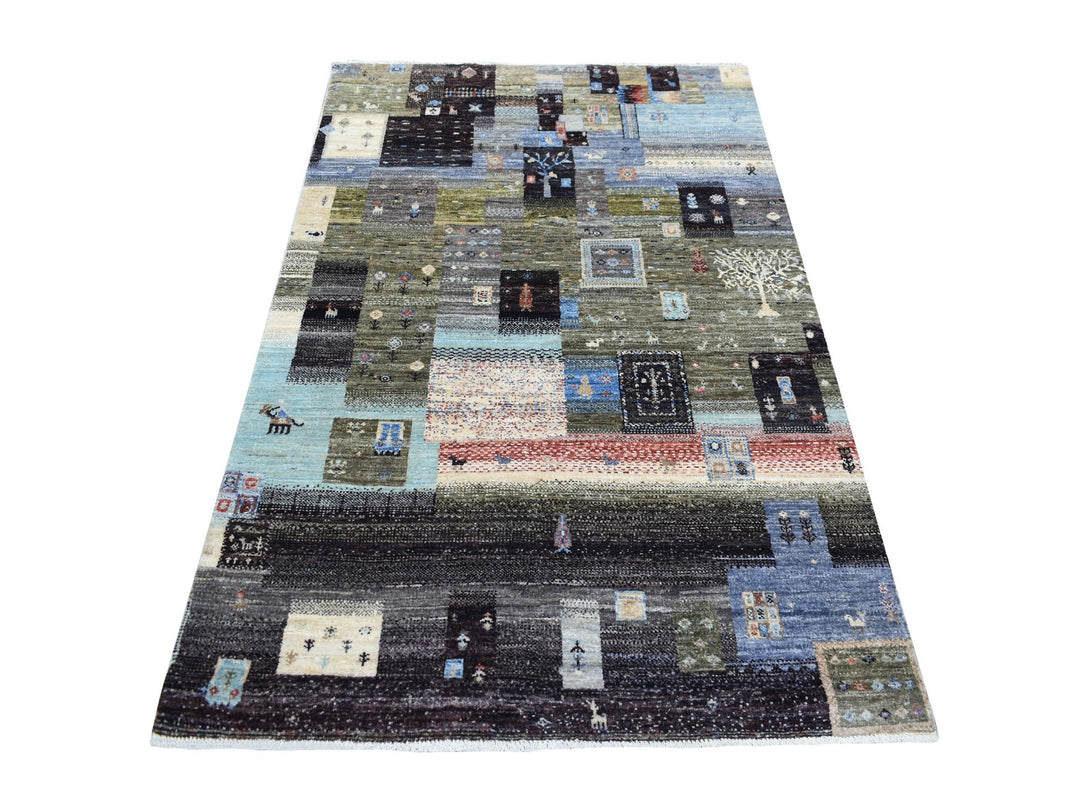 3'10" x 6'0" New Hand Knotted Grey Wool Rectangle Oriental Rug - MOA10271257