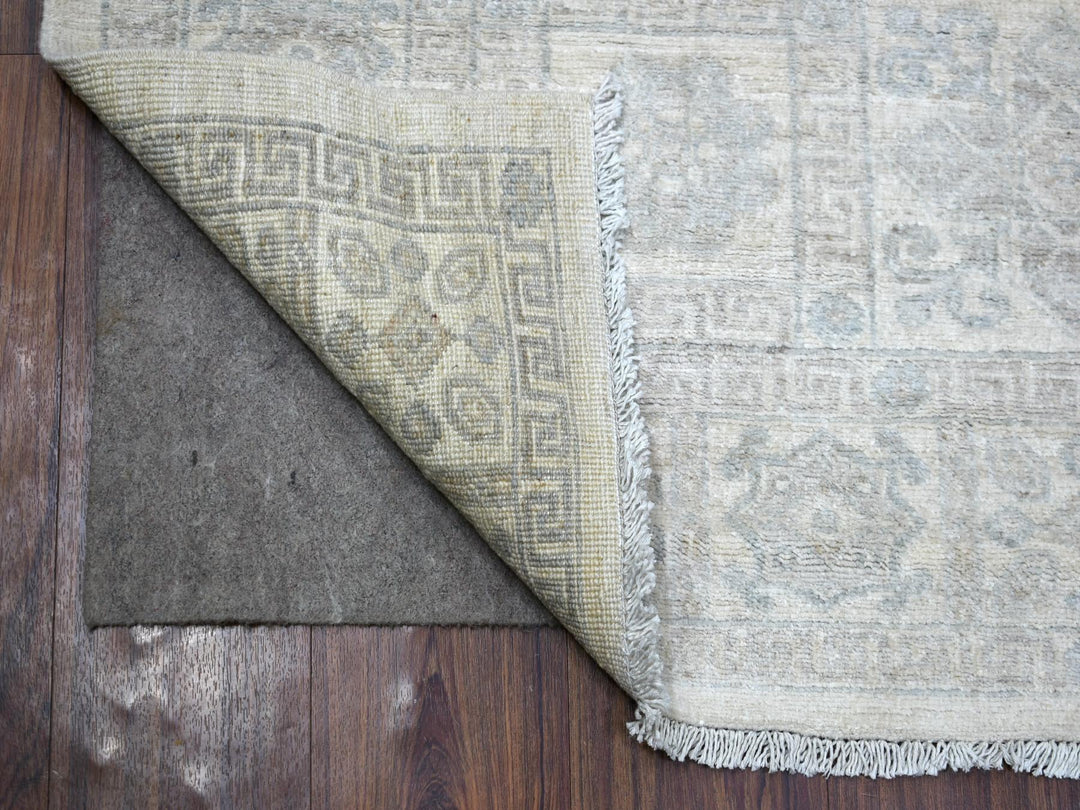 4'1" x 5'9" New Hand Knotted Ivory Wool Rectangle Oriental Rug - MOA10271259
