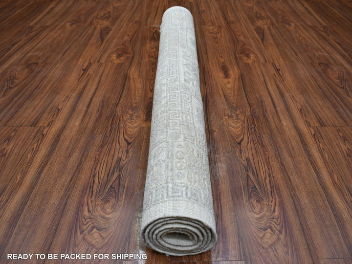 4'1" x 5'9" New Hand Knotted Ivory Wool Rectangle Oriental Rug - MOA10271259