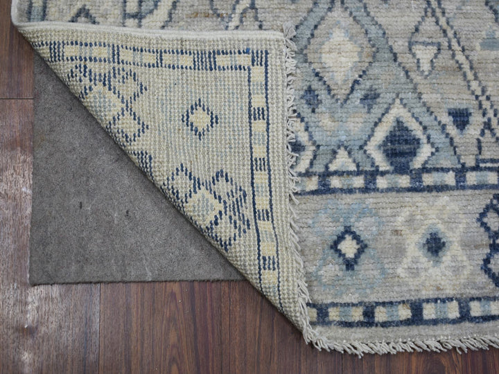 2'9" x 9'4" New Hand Knotted Grey Wool Runner Oriental Rug - MOA10271282