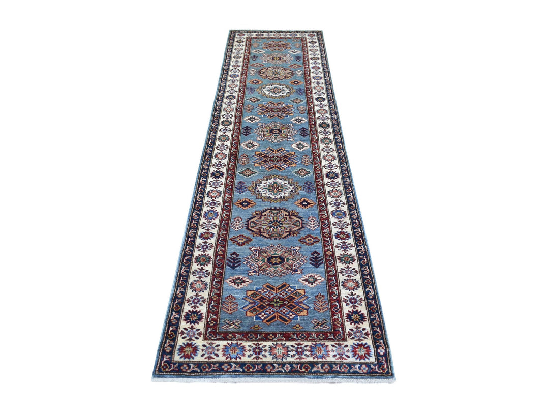 2'7" x 9'10" New Hand Knotted Blue Wool Runner Oriental Rug - MOA10271291