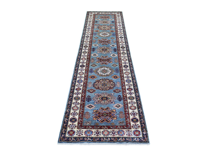 2'7" x 9'10" New Hand Knotted Blue Wool Runner Oriental Rug - MOA10271291