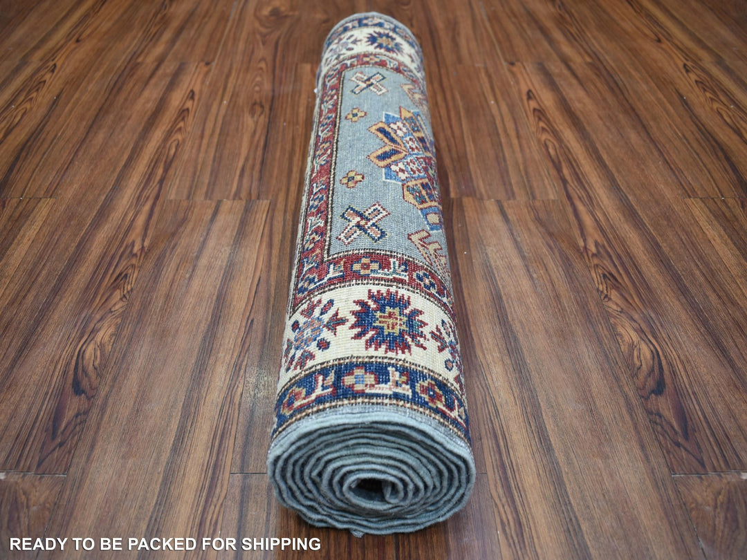 2'7" x 9'10" New Hand Knotted Blue Wool Runner Oriental Rug - MOA10271291