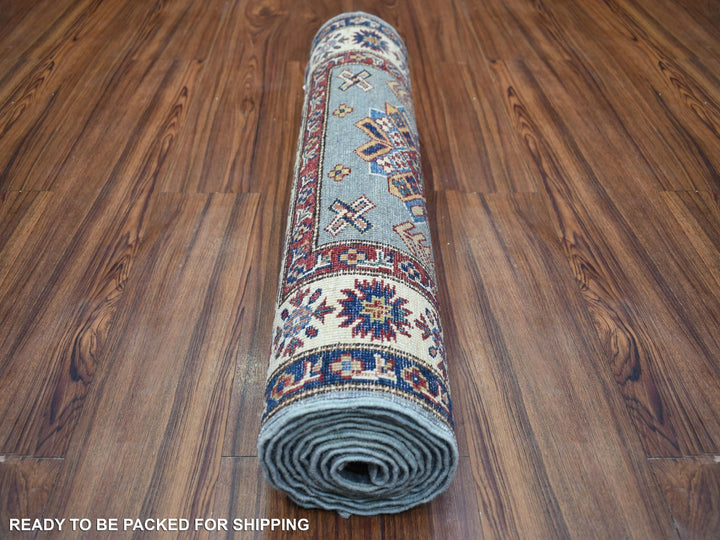 2'7" x 9'10" New Hand Knotted Blue Wool Runner Oriental Rug - MOA10271291