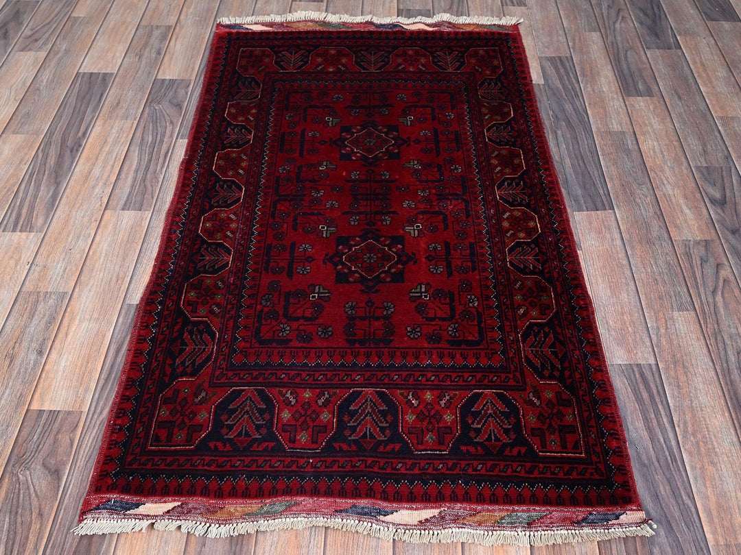 2'7" x 4'5" New Hand Knotted Red Wool Rectangle Oriental Rug - MOA102712