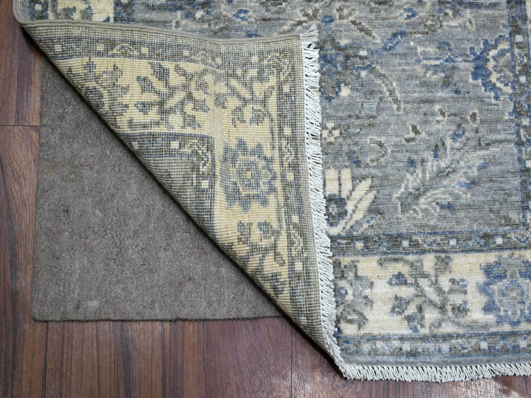 2'7" x 13'1" New Hand Knotted Grey Wool Runner Oriental Rug - MOA10271304