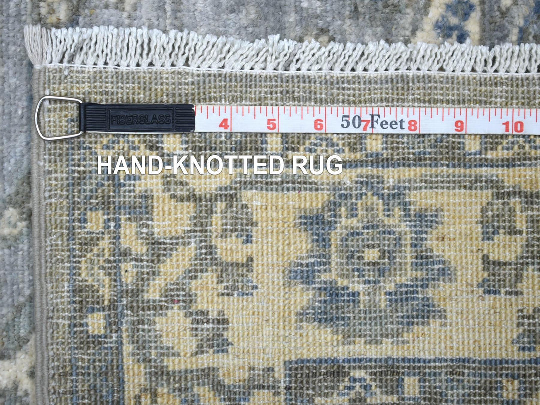 2'7" x 13'1" New Hand Knotted Grey Wool Runner Oriental Rug - MOA10271304