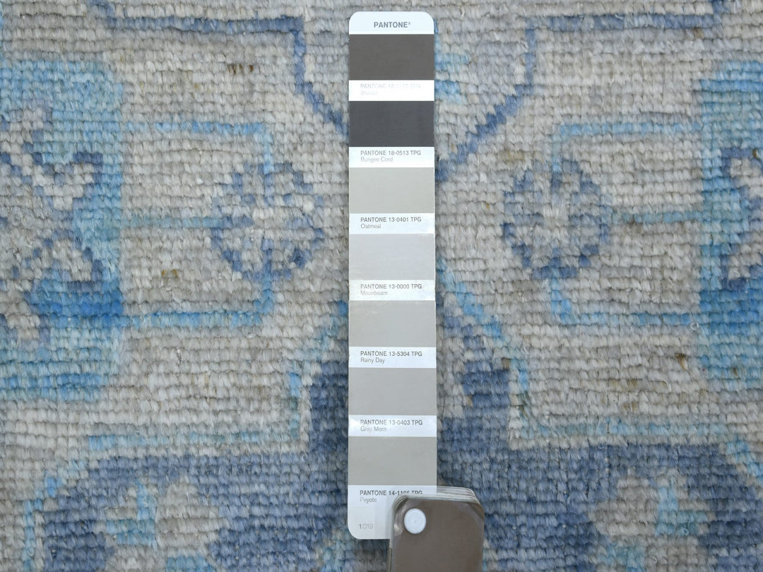 3'1" x 11'9" New Hand Knotted Grey Wool Runner Oriental Rug - MOA10271329