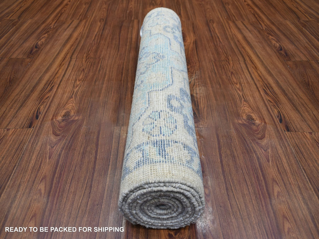 3'1" x 11'9" New Hand Knotted Grey Wool Runner Oriental Rug - MOA10271329