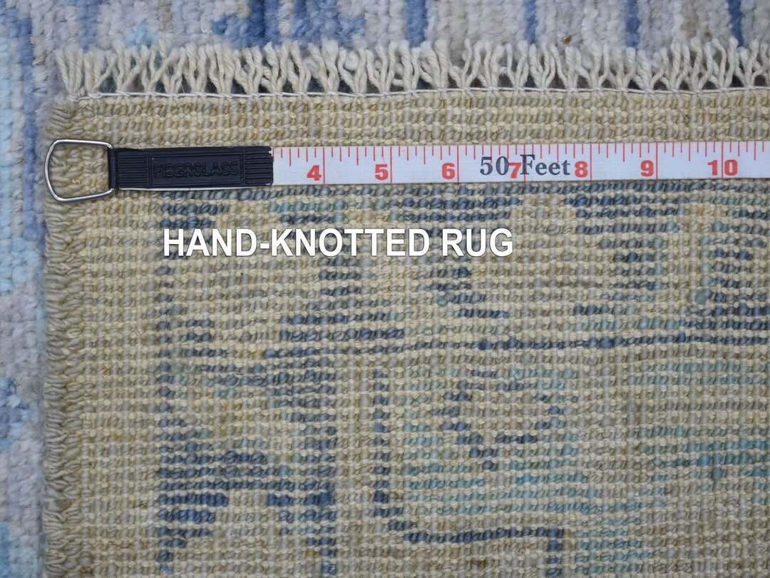 3'1" x 11'9" New Hand Knotted Grey Wool Runner Oriental Rug - MOA10271329