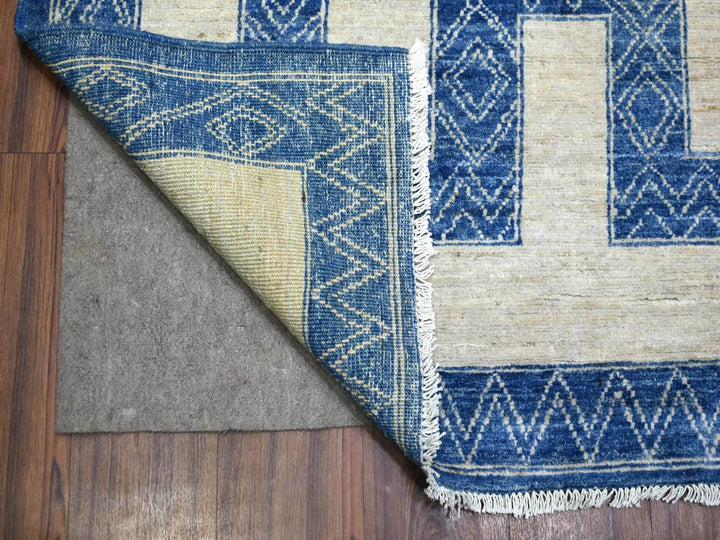 9'2" x 11'9" New Hand Knotted Blue Wool Rectangle Oriental Rug - MOA10271348