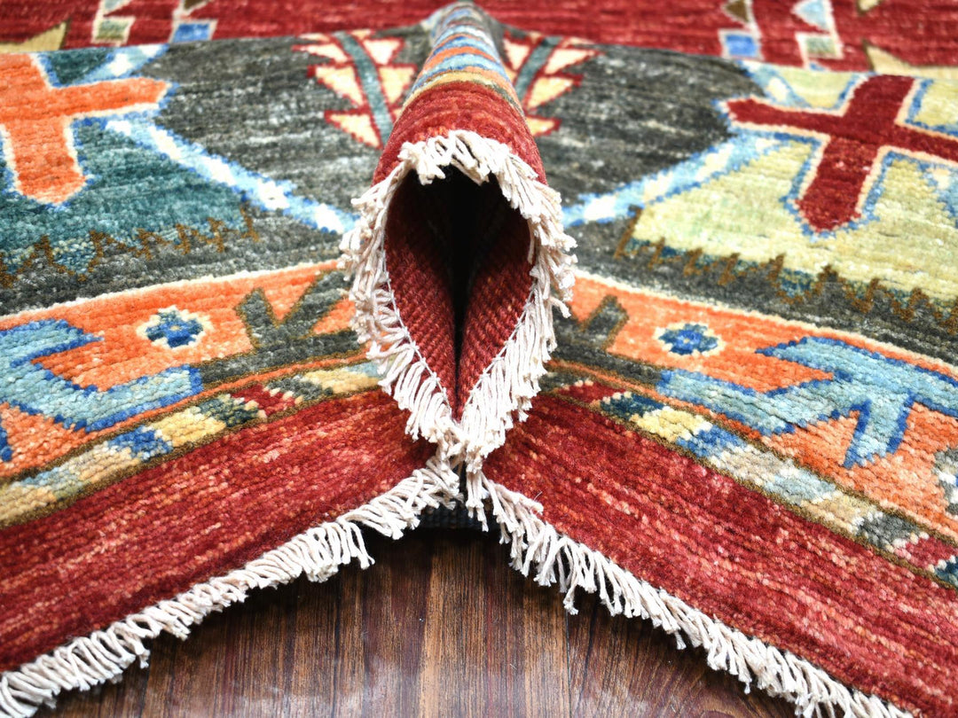 9'0" x 12'0" New Hand Knotted Red Wool Rectangle Oriental Rug - MOA10271364