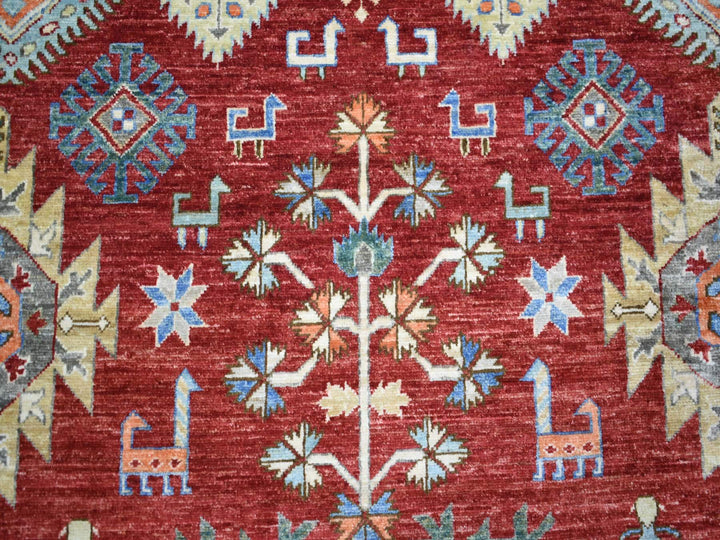 9'0" x 12'0" New Hand Knotted Red Wool Rectangle Oriental Rug - MOA10271364