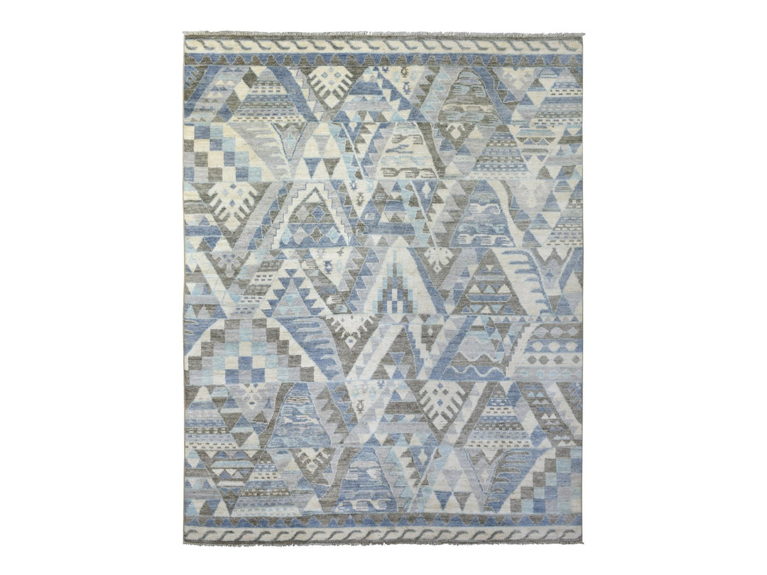 8'0" x 10'0" New Hand Knotted Ivory Wool Rectangle Oriental Rug - MOA10271369